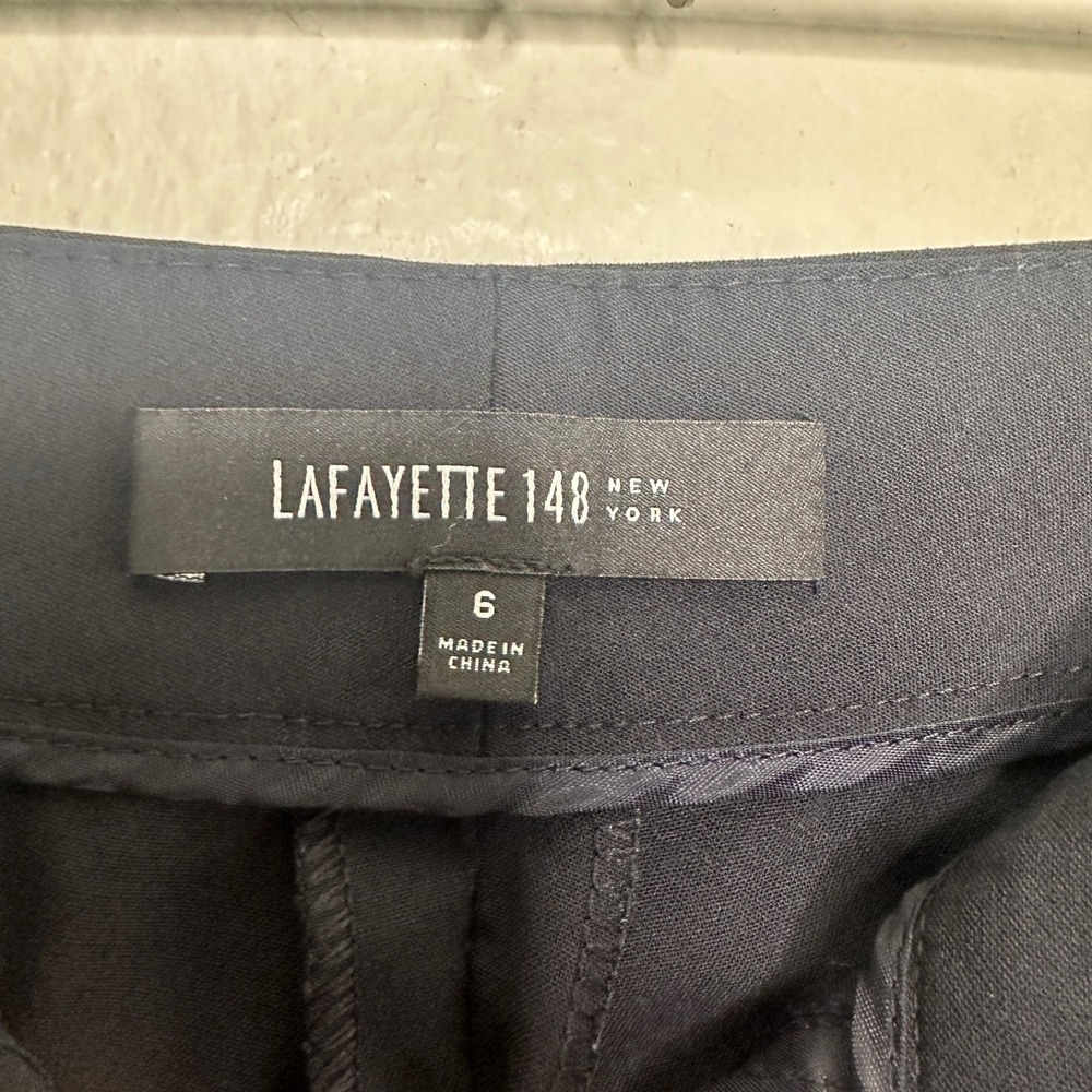 Lafayette148 New York Women's Menswear Stretch Wool Pants Navy Trousers Size 6 - Picture 4 of 9